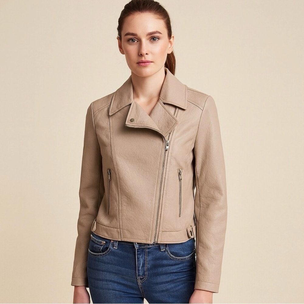 Jack by BB Dakota Women's Tan Leather Jacket Size Small
